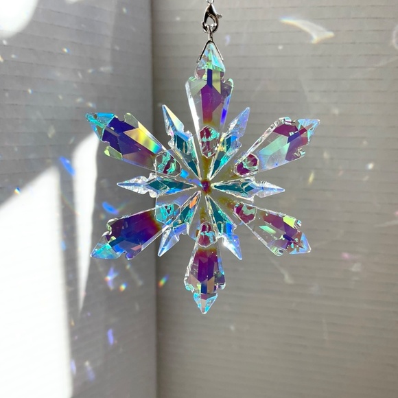 Crystal Snowflake Sun Catcher Christmas Tree Decor Czech Bohemia Crystal Gift - Picture 1 of 10